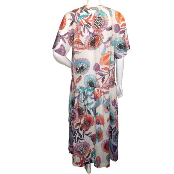 new TUGBOAT/Anthro Dress, M, Midi/Tiered Skirt, Multicolor Floral, Buttons - Picture 5 of 14